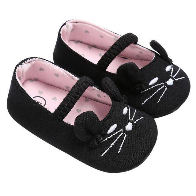 Toddler Girls Soft Cat Pattern Shoes Black