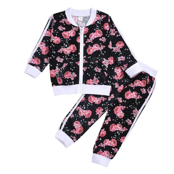 Toddler Girls Sweatshirt Floral Tracksuit Outfit