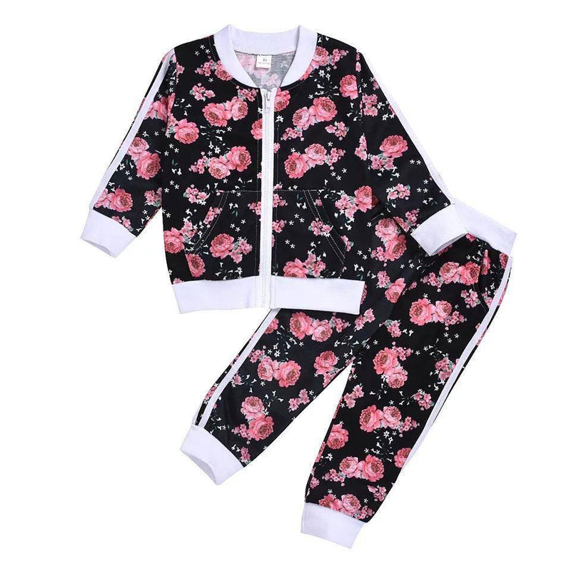 Toddler Girls Sweatshirt Floral Tracksuit Outfit