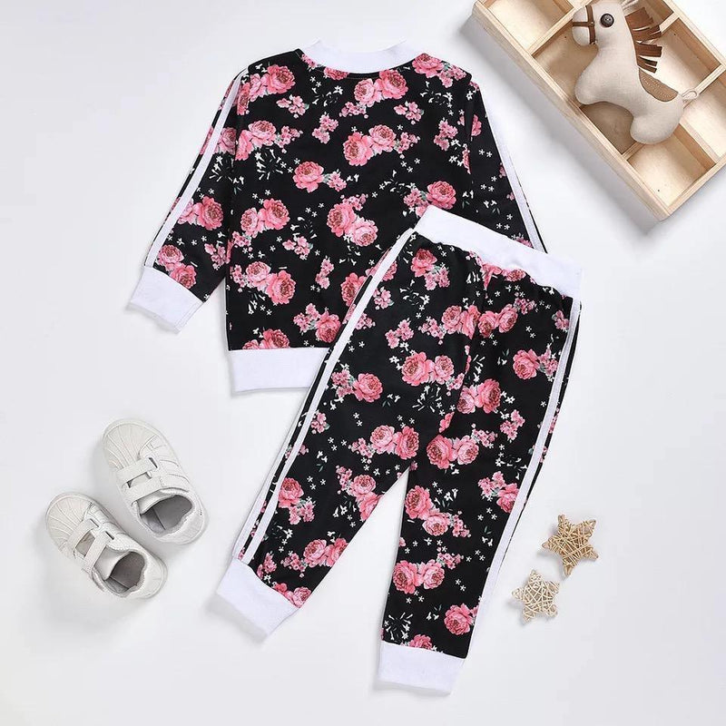 Toddler Girls Sweatshirt Floral Tracksuit Outfit