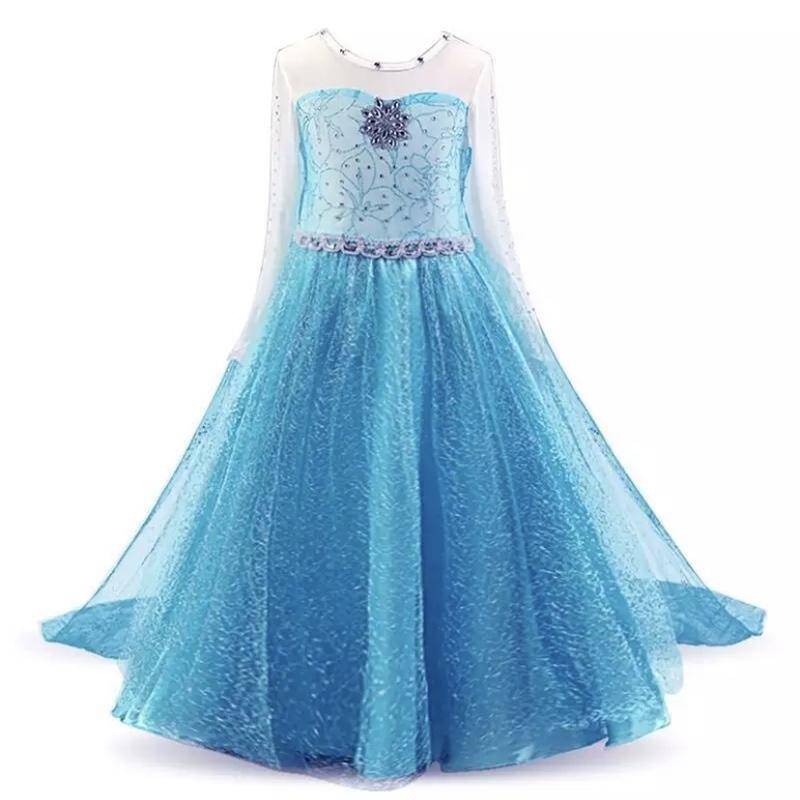 New Princess Elsa Anna Cosplay Costume Dresses Blue2