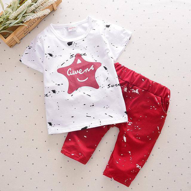 Toddler boys Star Kids Shorts Suits Pants Red