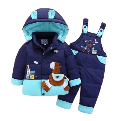 Winter Kids Baby Boys Girls Warm Duck Jacket Parka Thick Coat Clothes Dark blue