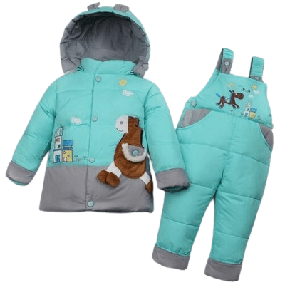 Winter Kids Baby Boys Girls Warm Duck Jacket Parka Thick Coat Clothes Sky Blue