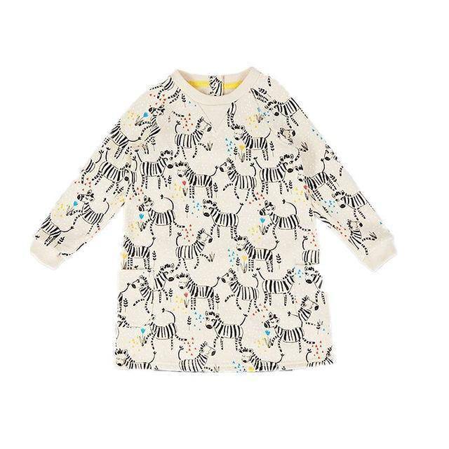 Unicorn Girls Long Sleeve Dress Kids Clothes Light Yellow