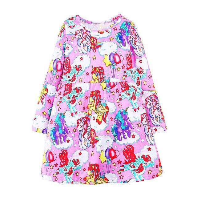 Unicorn Girls Long Sleeve Dress Kids Clothes