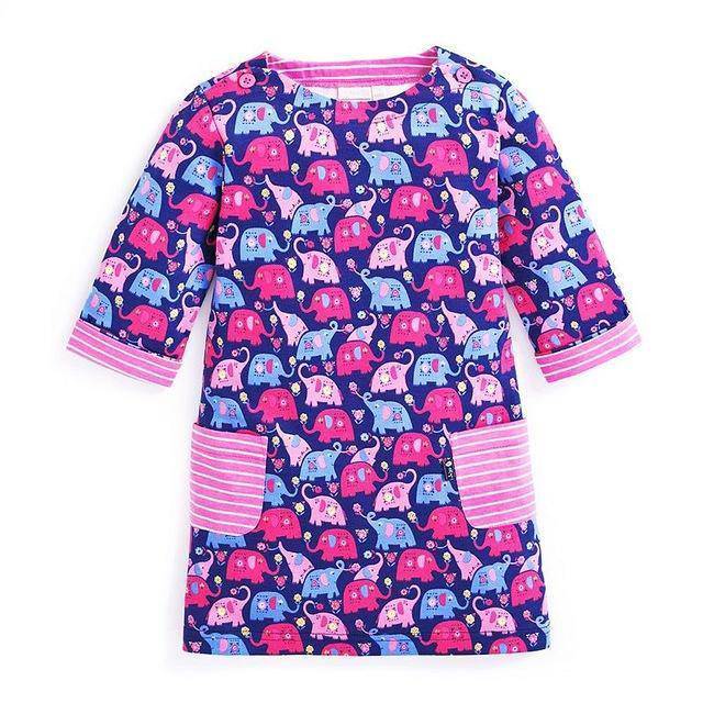 Unicorn Girls Long Sleeve Dress Kids Clothes Purple