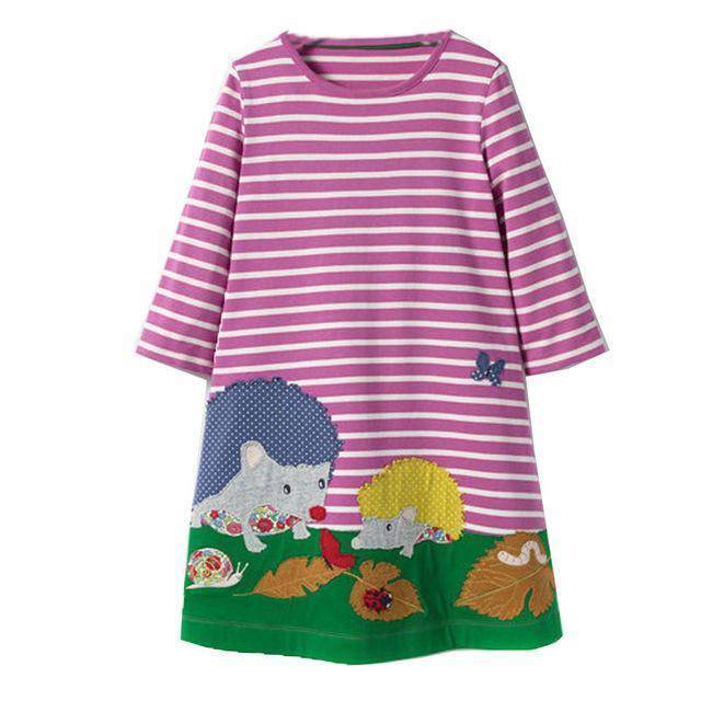 Unicorn Girls Long Sleeve Dress Kids Clothes Pink Green