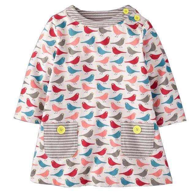Unicorn Girls Long Sleeve Dress Kids Clothes Pink Red