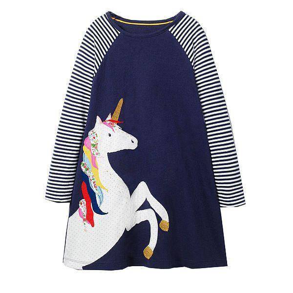 Unicorn Girls Long Sleeve Dress Kids Clothes