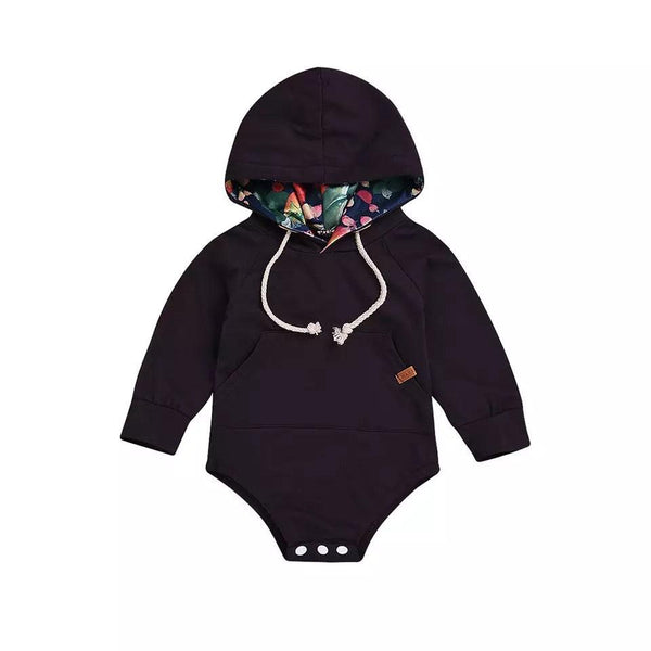 Unisex Baby Boys Girls Hooded Outerwear Jumpsuit Clothes Black