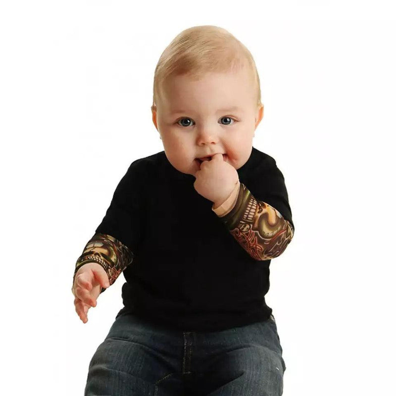 Unisex Baby Boys Girls Splice Print Bodysuit Clothes Black