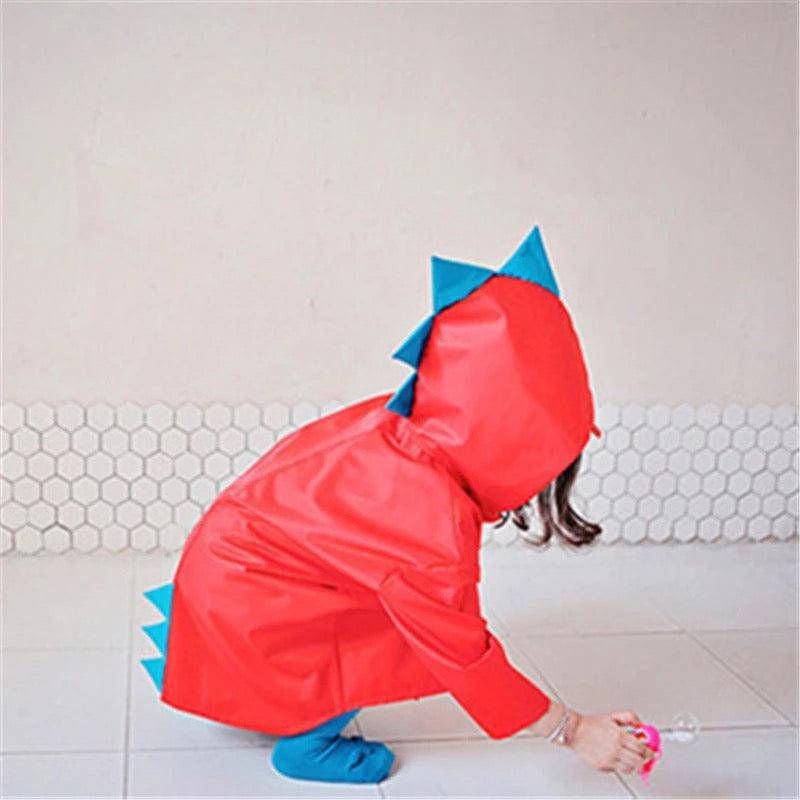Unisex Baby Boy Girl Dinosaur Raincoat Red