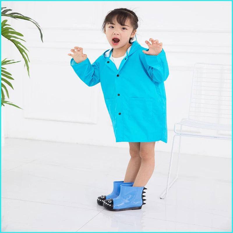 Unisex Baby Boy Girl Dinosaur Raincoat Blue