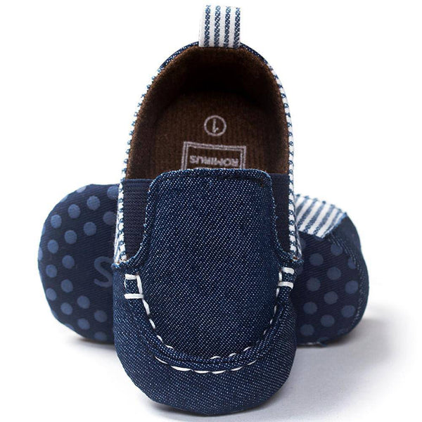Unisex Baby Soft Sole Leather Shoes Navy blue