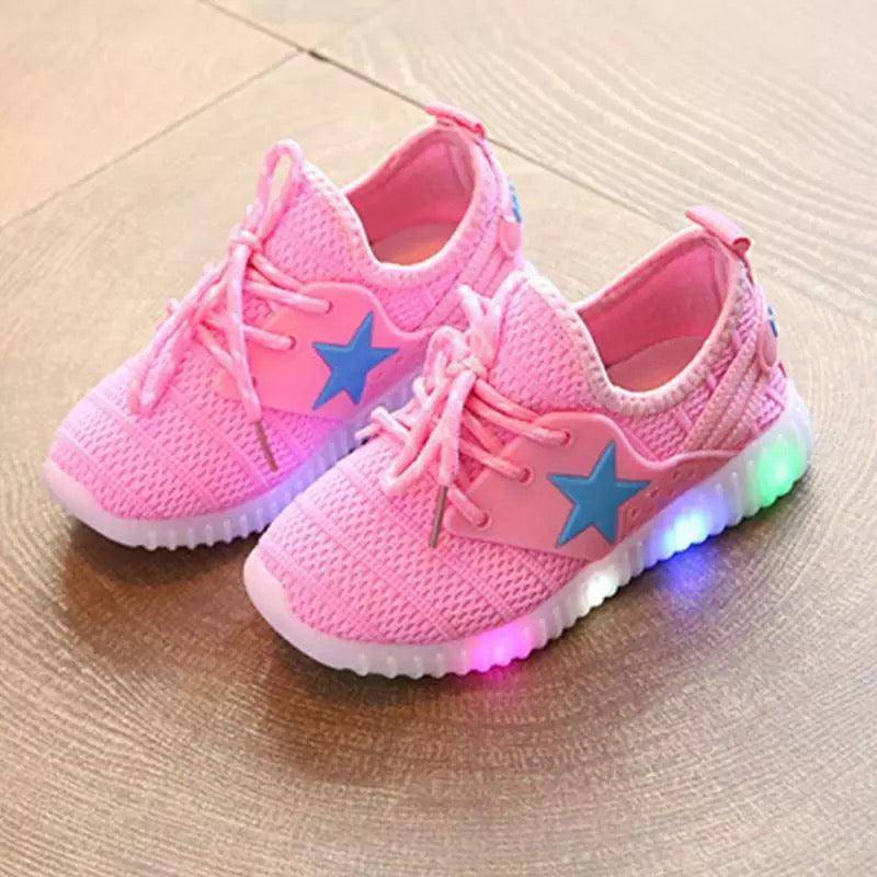 Unisex Boy Girl Led Light Up Sneakers Star Shoes Pink