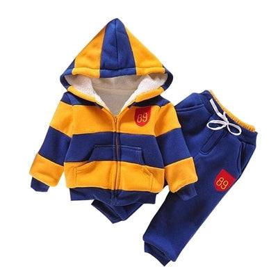 Unisex Boys Girl Hoodies Winter Velvet Sherpa Jacket Coat & Pants Yellow