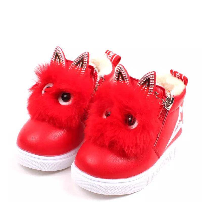 Warm Baby Casual Leather Boots Shoes Red