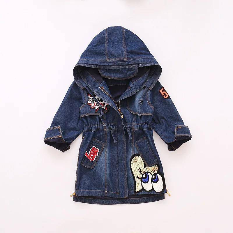 Warm Winter Kid Girl Denim Jacket Velvet Hooded Outwear
