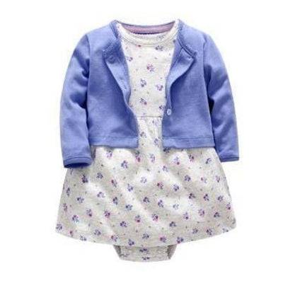 Baby Girl Dress Jacket Pullover Romper Clothes Blue