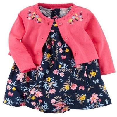 Baby Girl Dress Jacket Pullover Romper Clothes Navy