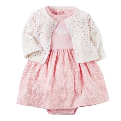 Baby Girl Dress Jacket Pullover Romper Clothes White Pink