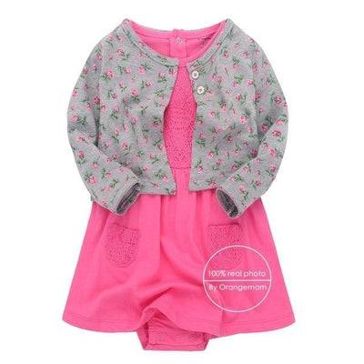 Baby Girl Dress Jacket Pullover Romper Clothes Grey