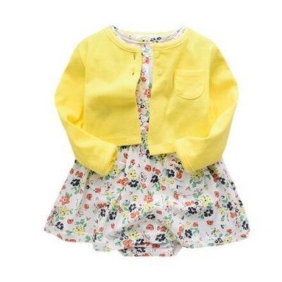 Baby Girl Dress Jacket Pullover Romper Clothes Yellow