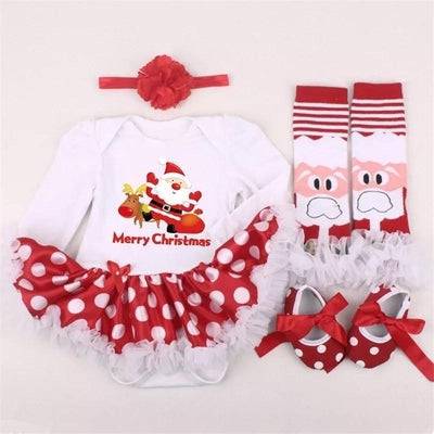 Baby Girl Dress Jumper Suit Footwear Socks Hairband Outfit White Dot White