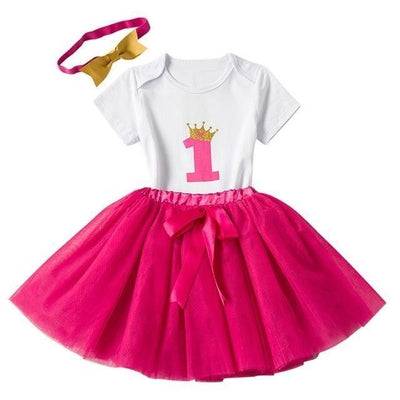 Lovely Girls Romper Skirt Headband Outfit Pinky White 12M