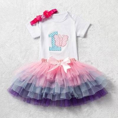 Lovely Girls Romper Skirt Headband Outfit Pink Blue Purple 12M