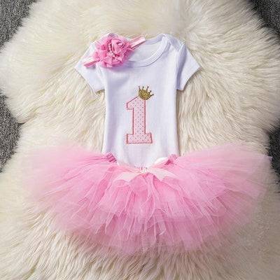 Lovely Girls Romper Skirt Headband Outfit Light Pink 12M