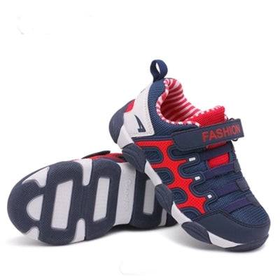 Lovely Unisex Kid Boys Girls Soft Hook & Loop Gingham Sneakers Shoes Dark Blue