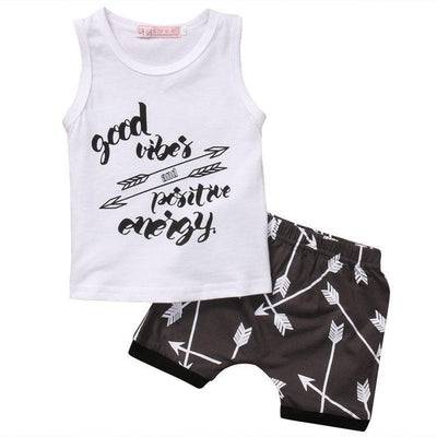 Newborn Kids Baby Boy Arrow T shirt Short Pants Outfit White