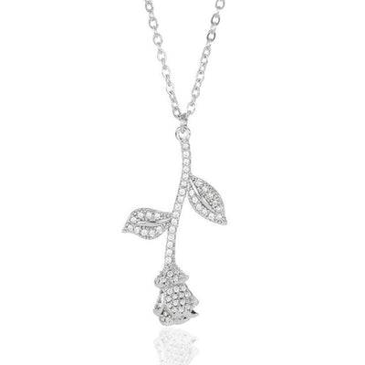 Necklace For Women Stainless Steel Beauty and the Beast Pendant platinum