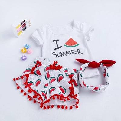 Lovely Baby Kid Girls Short Sleeve With Headband Outfit White