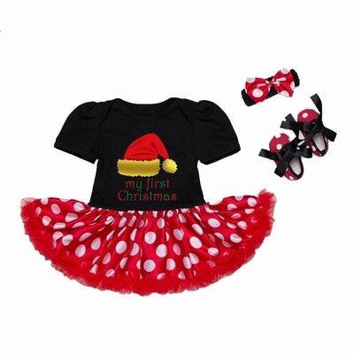Baby Girl Dress Jumper Suit Footwear Socks Hairband Outfit Black Dot Red