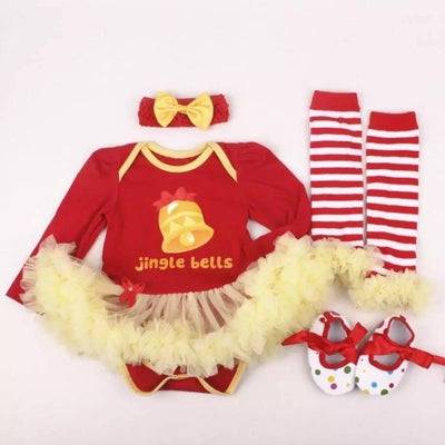 Baby Girl Dress Jumper Suit Footwear Socks Hairband Outfit Red Yellow