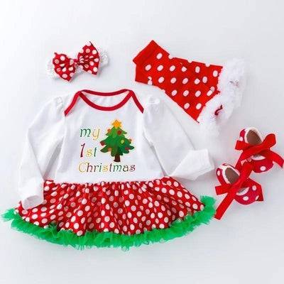 Baby Girl Dress Jumper Suit Footwear Socks Hairband Outfit White Green