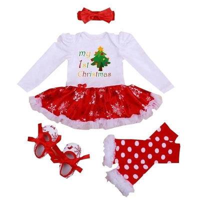 Baby Girl Dress Jumper Suit Footwear Socks Hairband Outfit White Red4