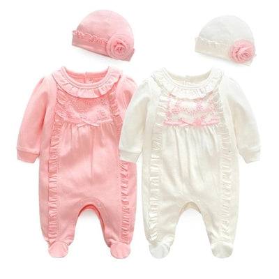 Baby Girl Flower & Hats Footie Jumpsuit