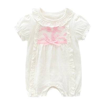 Baby Girl Flower & Hats Footie Jumpsuit White S