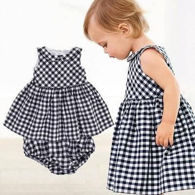 3Pcs Baby Sets Short Pants Headband Dress Clothes black