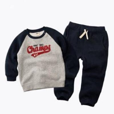 Kids Boys Girls Suit Velvet Hunk T Shirt Pants Black1