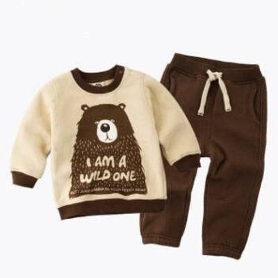 Kids Boys Girls Suit Velvet Hunk T Shirt Pants khaki