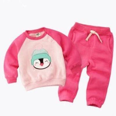 Kids Boys Girls Suit Velvet Hunk T Shirt Pants Pink