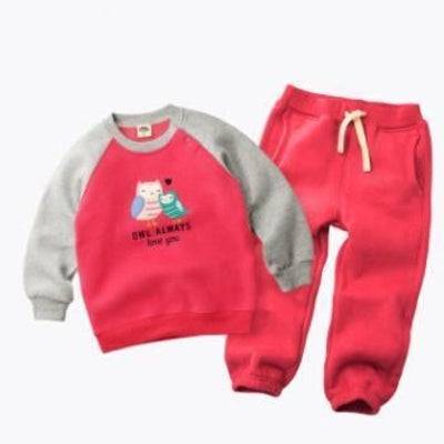 Kids Boys Girls Suit Velvet Hunk T Shirt Pants Red owl