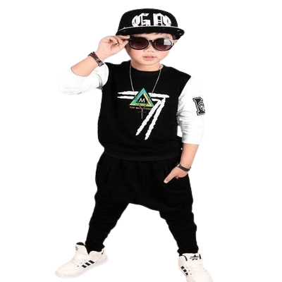 Long sleeve doodle sweatshirts + pants boys clothing Black White
