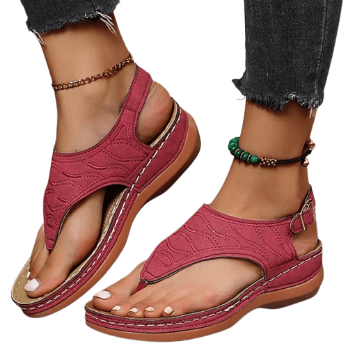 Women Comfortable Slippers Orthopedic Wedge Sandals Red