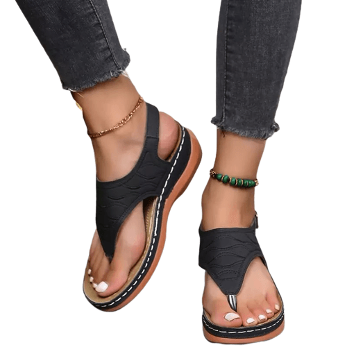 Women Comfortable Slippers Orthopedic Wedge Sandals Black